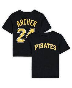 Черная футболка Криса Арчера с именем и номером Питтсбург Пайрэтс для мальчиков и девочек дошкольного возраста Outerstuff, черный