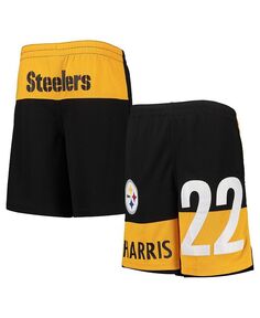 Черные шорты Big Boys Najee Harris Pittsburgh Steelers с именем и номером игрока Outerstuff, черный