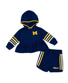 Комплект из толстовки и шорт с капюшоном и шортами во всю длину для девочек-младенцев Michigan Wolverines Spoonful Colosseum, синий