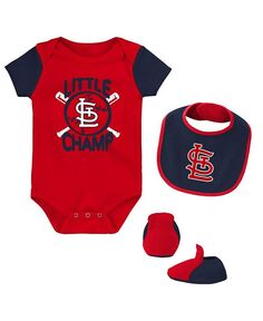 Комплект из трех боди, нагрудника и пинеток St. Louis Cardinals Little Champ для новорожденных, красный и темно-синий Outerstuff, красный