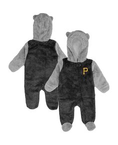 Черно-серая флисовая пижама с молнией во всю длину для новорожденных, Pittsburgh Pirates Game Nap Outerstuff, черный/серый