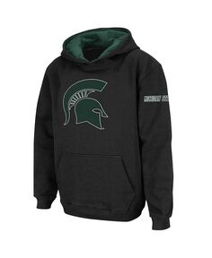 Черный пуловер с капюшоном и большим логотипом Big Boys Michigan State Spartans Stadium Athletic, черный