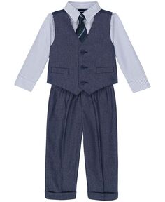 Комплект из переливающегося твилового жилета, рубашки, галстука и брюк для маленьких мальчиков Nautica, мультиколор