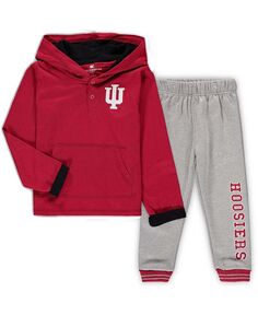 Комплект из худи и спортивных штанов Indiana Hoosiers Indiana Hoosiers Poppies для мальчиков и девочек малинового, серого цвета с принтом, комплект из 2 шт. Colosseum, красный