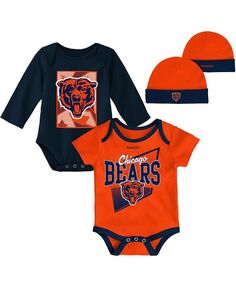 Комплект из трех частей боди и вязаной шапки для новорожденных оранжевого и темно-синего цвета Chicago Bears Victory Formation Throwback Mitchell &amp; Ness, оранжевый