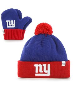 Комплект унисекс Royal and Red New York Giants Bam Bam с манжетами, помпоном и варежками для малышей &apos;47 Brand, синий