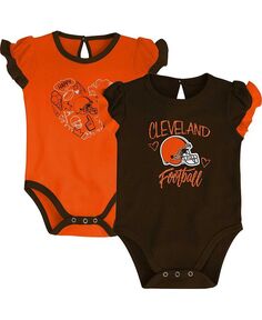 Коричневый, оранжевый комплект боди Cleveland Browns Too Much Love для новорожденных Outerstuff, коричневый/оранжевый