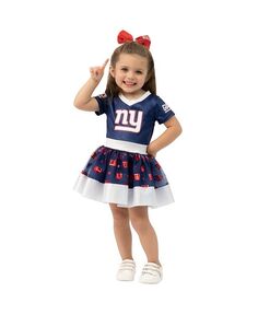 Королевский костюм-пачка New York Giants для маленьких девочек с v-образным вырезом и задней дверью Game Day Jerry Leigh, синий