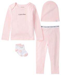Костюм из органического хлопка для мальчиков и девочек, набор из 4 предметов Calvin Klein, розовый