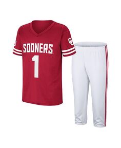Комплект футбольной футболки и брюк Big Boys Crimson, White Oklahomaooners Colosseum, малиновый/белый