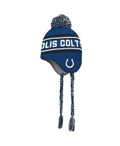 Королевская белая жаккардовая вязаная шапка с кисточками и помпоном для мальчиков и девочек дошкольного возраста Indianapolis Colts Outerstuff, синий
