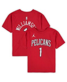 Красная футболка бренда Zion Williamson New Orleans Pelicans для мальчиков и девочек дошкольного возраста с именем и номером Jordan, красный