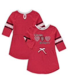 Красное платье в полоску с короткими рукавами и короткими рукавами для маленьких девочек из Висконсина Colosseum, красный