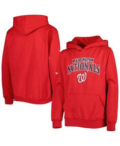 Красный пуловер с капюшоном на груди для мальчиков и девочек Washington Nationals Center Stitches, красный