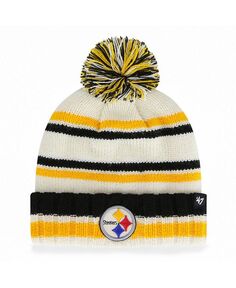 Кремовая вязаная шапка с манжетами и помпоном для мальчиков и девочек Pittsburgh Steelers Driftway &apos;47 Brand, слоновая кость/кремовый