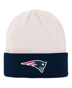 Кремовая, темно-синяя вязаная шапка New England Patriots с костяными манжетами для больших мальчиков и девочек Outerstuff, слоновая кость/кремовый