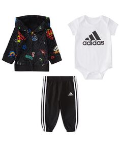 Куртка, боди и джоггеры для маленьких мальчиков, комплект из 3 предметов adidas, мультиколор