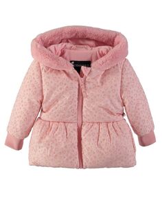 Куртка с баской и варежками с принтом для маленьких девочек Rothschild S Rothschild &amp; CO, розовый
