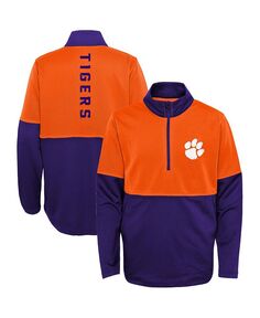 Куртка Big Boys с принтом Clemson Tigers на молнии длиной до четверти и оранжевым цветом Outerstuff, фиолетовый/оранжевый