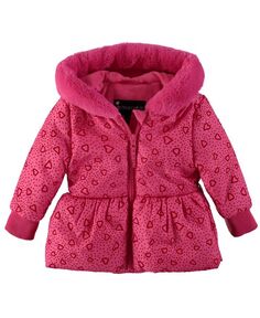 Куртка с баской и варежками с принтом для маленьких девочек Rothschild S Rothschild &amp; CO, красный