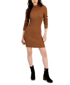 Мини-платье-свитер рельефной вязки с воротником-стойкой Hooked Up by IOT, коричневый