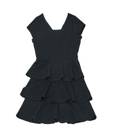 Многоярусное блестящее платье с короткими рукавами для больших девочек Trixxi, черный