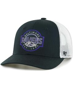 Молодежная регулируемая кепка дальнобойщика Baltimore Ravens Scramble черного и белого цвета для мальчиков и девочек &apos;47 Brand, черный