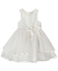 Многоярусное платье без рукавов с жемчугом для маленьких девочек Rare Editions, коричневый/бежевый