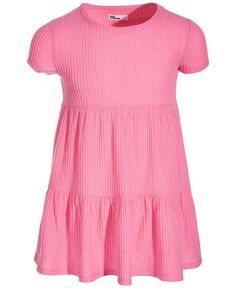 Многоярусное платье вафельного цвета с короткими рукавами для маленьких девочек Epic Threads, розовый