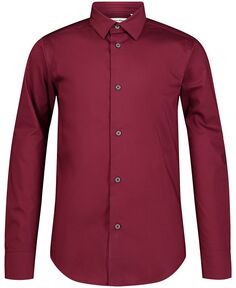 Модная однотонная рубашка из эластичного поплина с длинными рукавами для больших мальчиков Calvin Klein, красный