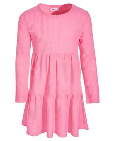 Многоярусное платье вафельного цвета с длинными рукавами для маленьких девочек Epic Threads, розовый