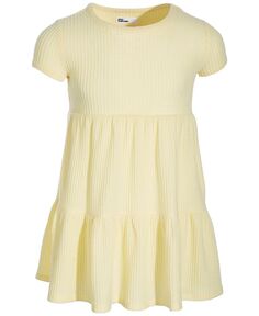 Многоярусное платье вафельного цвета с короткими рукавами для маленьких девочек Epic Threads, желтый