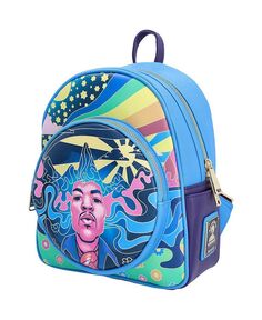 Мини-рюкзак Jimi Hendrix с психоделическим светящимся пейзажем Loungefly, синий