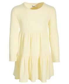 Многоярусное платье вафельного цвета с длинными рукавами для маленьких девочек Epic Threads, желтый