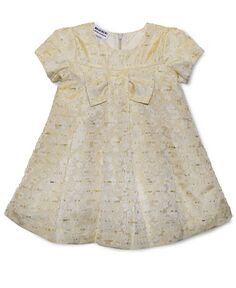 Мерцающее свободное платье с бантом спереди для маленьких девочек Blueberi Boulevard, коричневый/бежевый