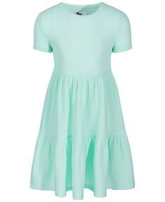 Многоярусное платье вафельного цвета с короткими рукавами для маленьких девочек Epic Threads, зеленый