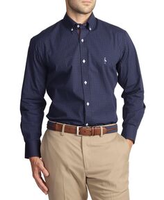 Мужская рубашка из хлопка стрейч с длинным рукавом в мелкую клетку Tailorbyrd, синий
