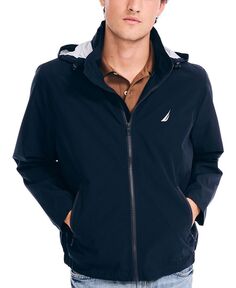 Мужская классическая легкая куртка Rainbreaker с капюшоном и молнией спереди Nautica, синий