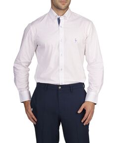 Мужская однотонная хлопковая рубашка стрейч с длинным рукавом Tailorbyrd, белый