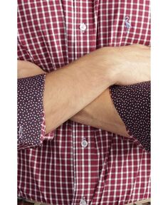 Мужская мини-хлопковая эластичная рубашка с длинным рукавом с оконным стеклом Tailorbyrd, красный