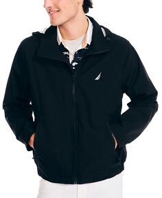 Мужская классическая легкая куртка Rainbreaker с капюшоном и молнией спереди Nautica, черный