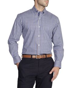 Мужская рубашка из эластичного хлопка с длинным рукавом в клетку Tailorbyrd, серый