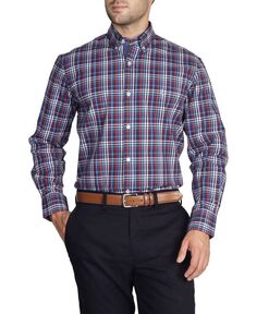 Мужская рубашка из хлопка стрейч с длинными рукавами в разноцветную клетку Tailorbyrd, синий