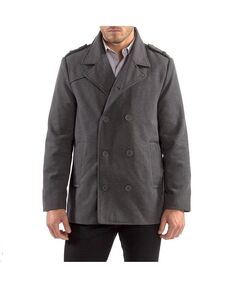 Мужское полушерстяное двубортное классическое пальто Jake Peacoat Alpine Swiss, серый