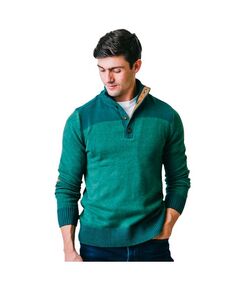 Мужской свитер контрастного цвета из органического хлопка с заплатками на локтях Hope &amp; Henry, зеленый