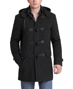 Мужское пальто Tyson с шерстяной смесью и кожаной отделкой BGSD, черный
