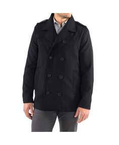 Мужское полушерстяное двубортное классическое пальто Jake Peacoat Alpine Swiss, черный