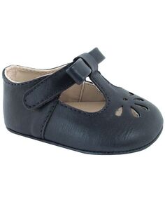 Мягкие кожаные Т-образный ботинки для маленьких девочек с бантиком и перфорацией Baby Deer, синий