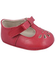 Мягкие кожаныеТ-образный ботинки для маленьких девочек с бантиком и перфорацией Baby Deer, красный