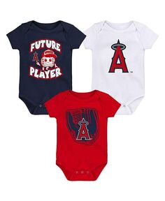 Набор из трех боди для новорожденных темно-синего, красного и белого цветов Los Angeles Angels Minor League Player Outerstuff, синий